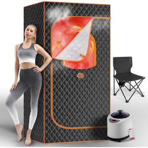 Portable Sauna Box, Personal Steam Sauna for Home with Steamer, Remote Control, Folding Chair and Mat, Portable Steam Sauna Tent, Home Spa for Relaxation