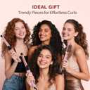 ABNER Rotating Curling Iron Set, Automatic Curling Wand for Long Hair, Easy to Use Hair Curler Get Effortless Beach Waves, 3 Sizes Ceramic Barrel 0.75" 1" 1.25" to 430F with Home Button, Dual Voltage