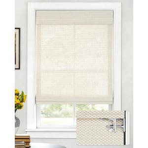 LazBlinds No Drill Bamboo Roman Shades, 29" W x 64" H, Star-Off White