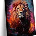 KISSFOX Lion Canvas Wall Art Framed Wall Decor for Men's Gifts Lion Room Decor Colourful Pictures Animal Painting to Decorate Home,Office, Living Room Bedroom