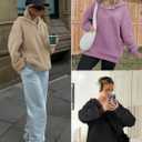 ATHMILE Womens Oversized Hoodies V Neck Sweatshirts Y2K Clothes Long Sleeve Pullover Fall Winter Fashion Henley Outfits 2025 (Beige, XS)