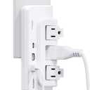 2 x ELEGRP Outlet Extender with 3 Rotating Surge Protector Outlets, Multi Plug Outlet Adapter with 3 USB Ports, Power Strip with Spaced Outlet Splitter for Home, Office, Travel, ETL Listed, White, 1 Pack