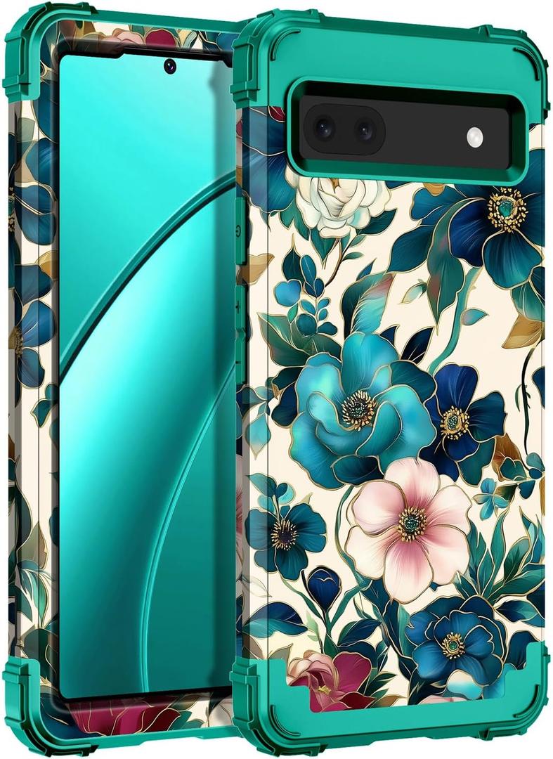Hekodonk for Google Pixel 6A Case (2022),Heavy Duty Full Body Shockproof Protection Hard Plastic+Silicone Rubber Hybrid 3 in 1 Protective Phone Case for Google Pixel 6A,All Green