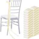 Daifunli 24 Pcs Wedding Bows Aisle Decorations Satin Bows for Chairs Decorative Ribbons Sashes for Pew Back Elegant Ceremony Ribbons for Wedding Background Aisle Decor (Ivory White)