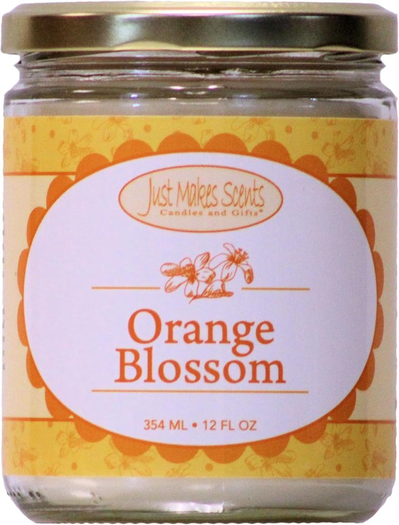 Orange Blossom Scented Blended Soy Candle | Strong Spring Floral Fragrance | Hand Poured in The USA by Just Makes Scents (12 oz)