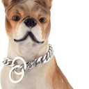 Dog Chain Collar 13/15/19MM High Polished Stainless Steel NK P Chain Cuban Link Strong Heavy Duty Chew Proof Walking Training Chain Leash Collar for Small Dogs(13mm, 14")