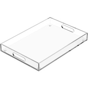 Acrylic Serving Tray with Handles, Extra Large Rectangular Tray for Serving Food, Drinks, Snacks and Appetizer, Outdoor Lucite & Coffee Table Trays, Acrylic Makeup Organizer 12" 20"