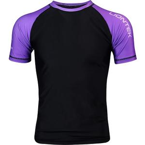 LIONTEK BJJ Rash Guard, Brazilian Jiu Jitsu Compression Shirt, Purple, X-Small
