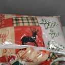 Oversized California King Size Christmas Quilt Set 118x106 Patchwork Red Xmas Tree Snowflake Reindeer Lodge Cabin Reversible Quilted Bedspread Coverlet 3-Piece Rustic Christmas Comforter Bedding Set