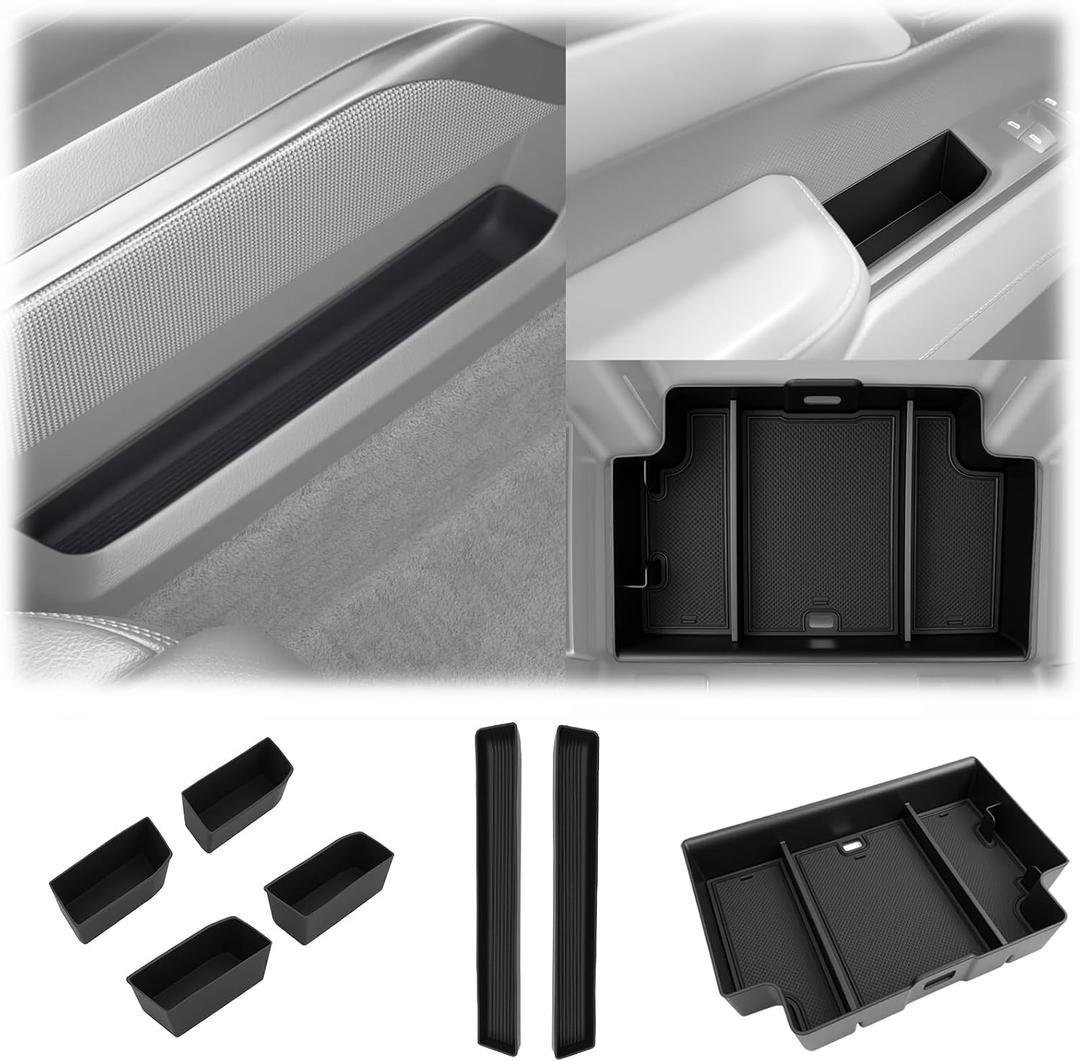 7PCS Center Console Organizer for 2022-2025 Chevy Silverado/GMC Sierra 1500, Door Handle Armrest Insert Shifter Tray Gear Side Storage Box Set Accessories(Only Fits Full w/Bucket Seats)