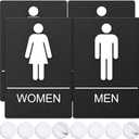 ASSURED SIGNS Bathroom Signs, Restroom Sign For Business - For Men and Women - 2 Pack - 9" by 6" - ADA Compliant with Braille - Strong Double-Sided Adhesives Included - Apply to Office, Home, Public Door/Wall (Black Male Female Sign)