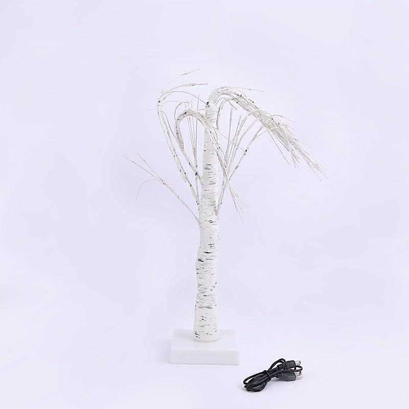 2 Pack White 2 feet Battery Operated LED Lighted Artificial Birch Tree Wedding Party Events Reception Home Decorations Supplies
