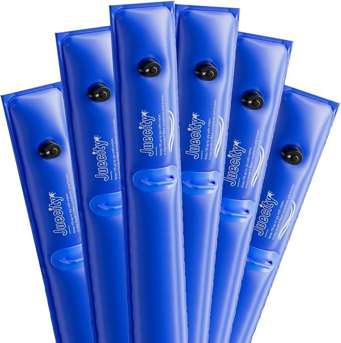 Pool Cover Water Bags, 6 Pack 10FT Water Tube for Swimming Pool, Blue Pool Water Tubes with Handle, Water Weights for Pool Cover, 0.42mm(28 Gauge)