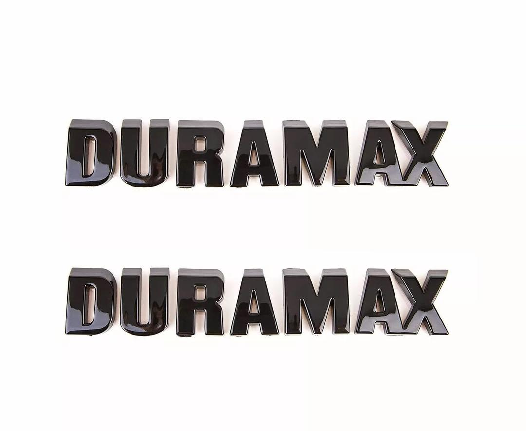 1Pc Silverado Duramax Hood Letter Logo Emblem Badge Adhesive Nameplate Replacement for 1500 2500 3500 (Gloss Black)