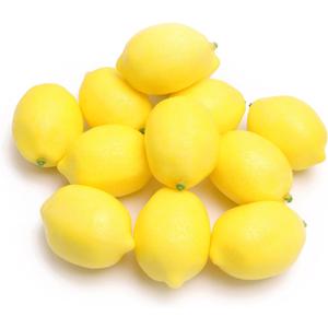 128Fruit Ornaments Home Kitchen Table Glass Jar, Thanksgiving, Christmas Home Decoration (8pcs Yellow Lemon)