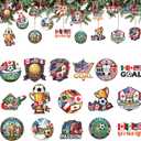 Blueweenly 32 Pcs Mini Soccer Tree Ornaments, Wooden USA Canada Mexico