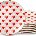 Hushee 6 Pcs Dessert Plate 6 Inch Round Heart Ceramic Plates Valentine Salad Dishes for Party Wedding Party Kitchen Food(Valentine's Day Heart)