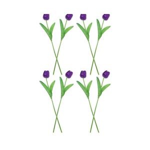Artificial Tulips Bouquet 8Pcs Real Touch Faux Flowers Purple Silk Stems Simulation Tulips for Home Living Room Decor Spring Floral Arrangement 8 pcs