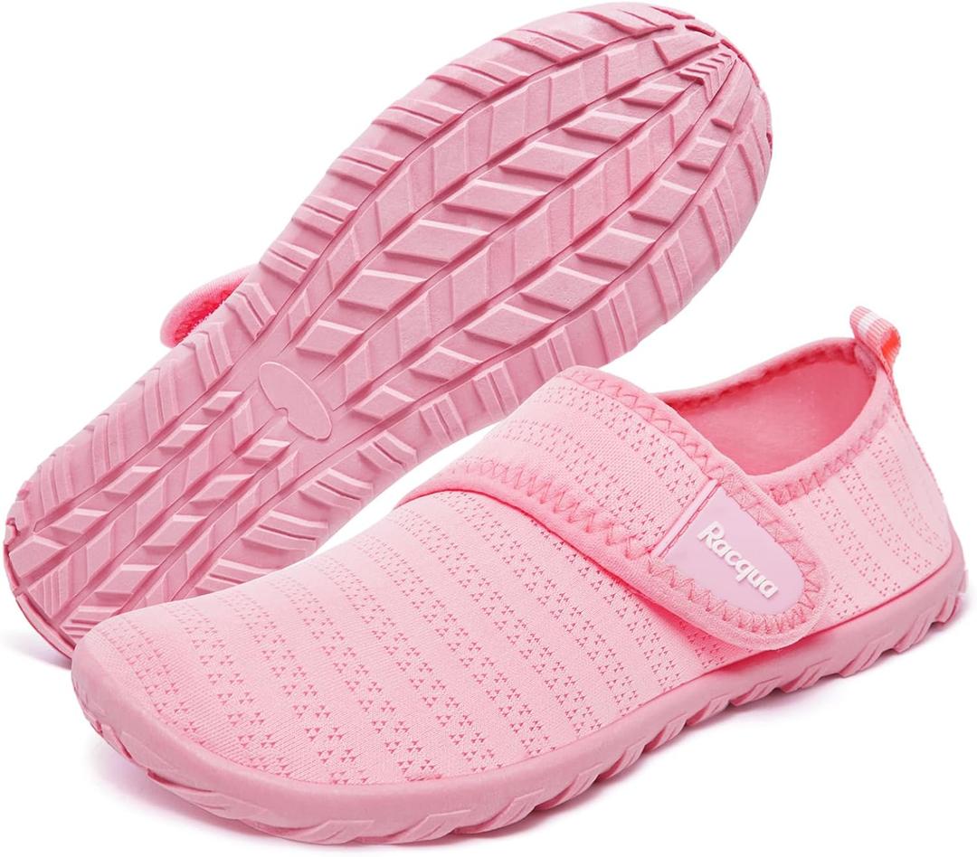 Racqua Boy's Girl's Kids Water Shoes Quick Dry Barefoot Lightweight Sport Swim Aqua Shoes(Little Kid/Big Kid) (Pink)