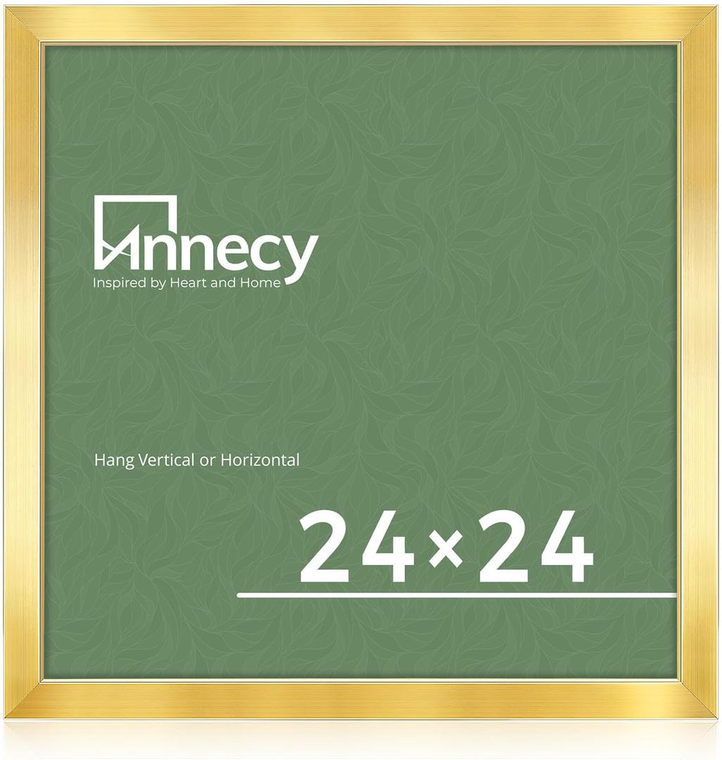 Annecy 24x24 Picture Frame Gold 1 Pack, 24 x 24 Picture Frame for Wall Decoration, Classic Gold Minimalist Style Suitable for Decorating Houses, Offices, Hotels
