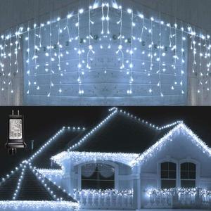 LYHOPE Icicle Christmas Lights, 432 LED 35.4ft 8 Modes Icicle String Lights with 72 Drops, Window Curtain Fairy Lights for Xmas, Eaves, Wedding, Garden, Outdoor, Indoor Decor (Clear White)