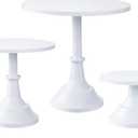 HBlife 3-PCS White Cake Stand Set (8"/10"/12" Plate) for 6-10 Inch Cakes, Perfect Dessert Table Display Set, Cupcake&Cake Stands for Party, Wedding, Birthday, Baby Shower, Anniversary (Metal)