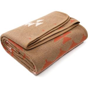 ACUSHLA Merino Wool Camp Blanket - Soft Warm Thick Washable Large Outdoor Camping Sleeping Throw Blanket All Weather, Morocco Khaki 79" x63"