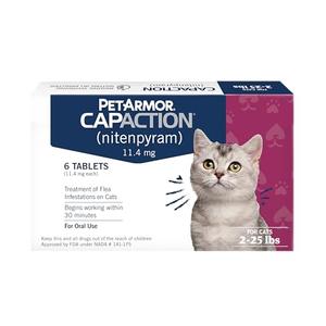 PetArmor CAPACTION (nitenpyram) Oral Flea Treatment for Cats, Fast Acting Tablets Start Killing Fleas in 30 Minutes, Cats 2-25 lbs, 4 Doses