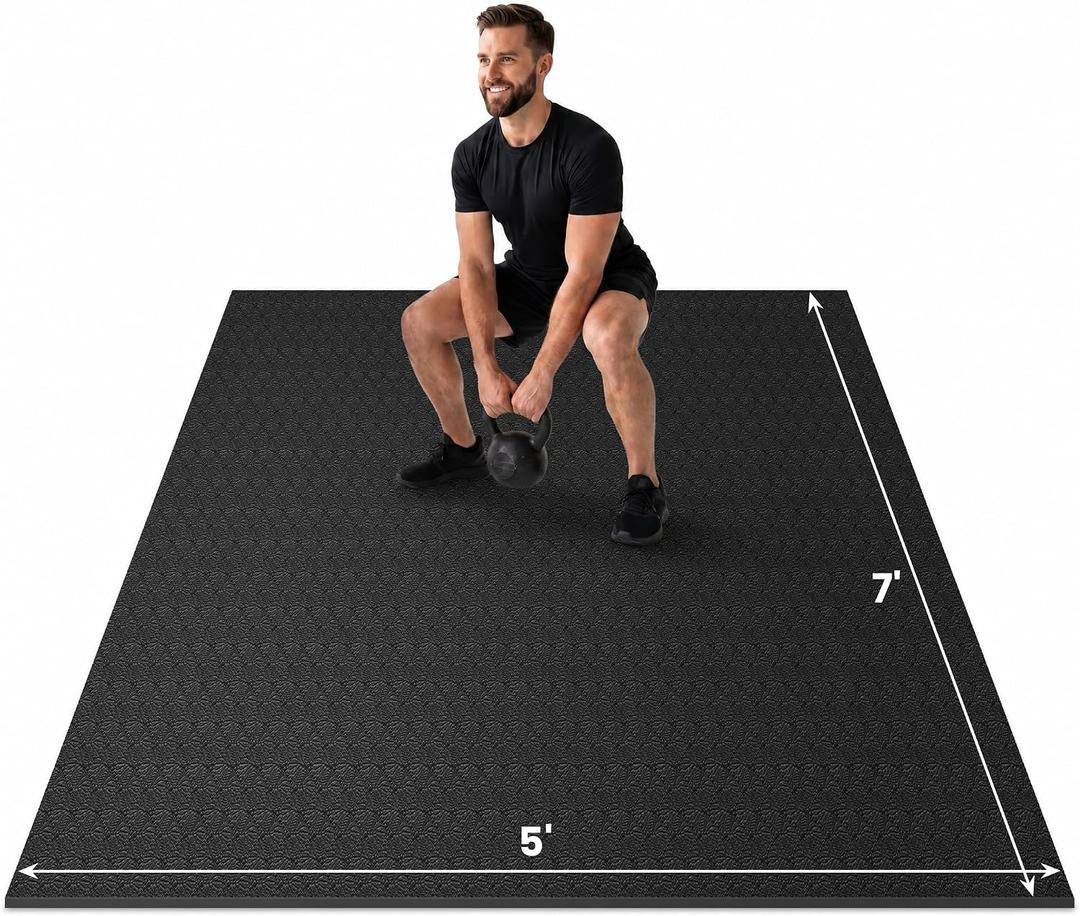 Stepwaver Extra Large Exercise Mat for Home Workout, 7'x5'x 1/ 3"(8mm)