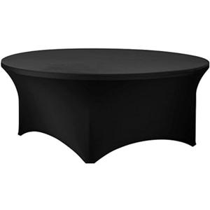 Black 60 Inch 5 Ft Round Tight Fit Stretch Spandex Tablecover for Weddings, Banquets, Parties
