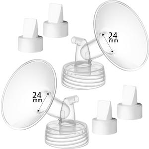 24mm Breast Pump Parts Replacement Kit Compatible with Spectra S1 S2, Flange & Duckbill Valve Set, BPA Free Accessories, 6 Pack