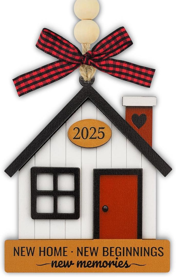 3 x New Home Christmas Ornament 2025, House Warming Gifts New Home, First Home Ornament for Couple Family Friends, New House Decorations Gift Ideas for Women (Red Door)