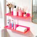 Floating Shelves for Wall Acrylic Wall Shelves for Bedroom Bathroom Living Room Kitchen 16.5X5.5'', Pack of 2, Neon Pink