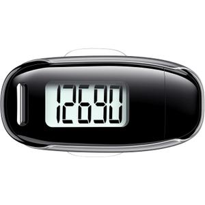 3D Pedometer for Walking, Simple Walking Step Counter with Removable Clip and Strap, USB Rechargeable Step Tracker with Backlight, Accurate Step Counter for Men Women Seniors (Black)