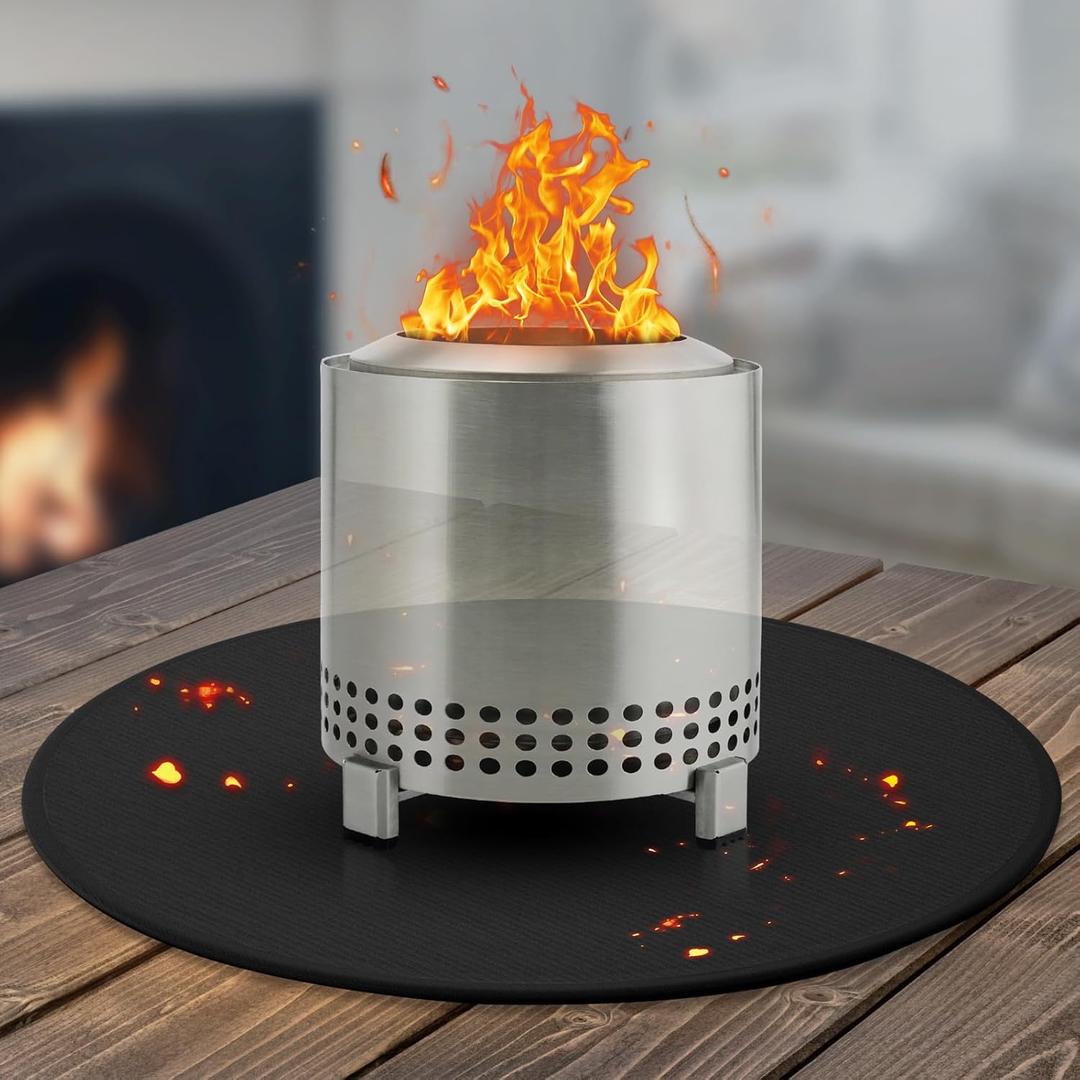 20'' Fire Pit Mat for Solo Stove Mesa/XL Tabletop Fire Pit,4-Layer Fireproof Heat Resistant Under Grill Mat, Easy-to-Clean Waterproof & Non-Slip for Table Top Protection (Black)