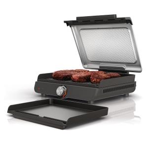 Ninja Griddle and Indoor Grill, 14, Electric Grill, For Steak, Burgers, Salmon, Veggies, and More, Pancake Griddle, Nonstick, Dishwasher Safe, 500F, Even Cooking, Silver, GR101