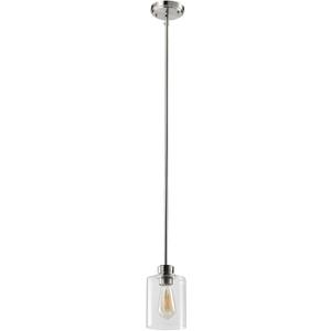 Design House 588467 Haddie Modern 1-Light LED Indoor Dimmable Mini Pendant with Clear Glass Shade for Kitchen Island bar, Bedroom, Satin Nickel