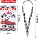 10 Sets Racing VIP Pass Cards with Checkered Lanyard Racing Lanyards Bulk PVC VIP Passes with Lanyard for Fast One Party Favors Race Car Decorations Event Gamer Race Car Theme Birthday Party