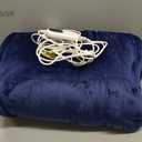 Homemate Electric Heated Blanket Queen  84"x90" Heating Bed Blankets Throw with 10 Heating Levels 8 Hours Auto Off Fast Heating OverHeated Protection Ultra Soft Warm Flannel ETL Certified Navy Blue