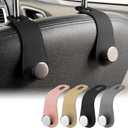 JESTOP Leather Car Seat Storage Hanger, 2 Pack, Stylish Seat Organizer Hooks for Purses, Bags, Coats, Umbrellas, Black
