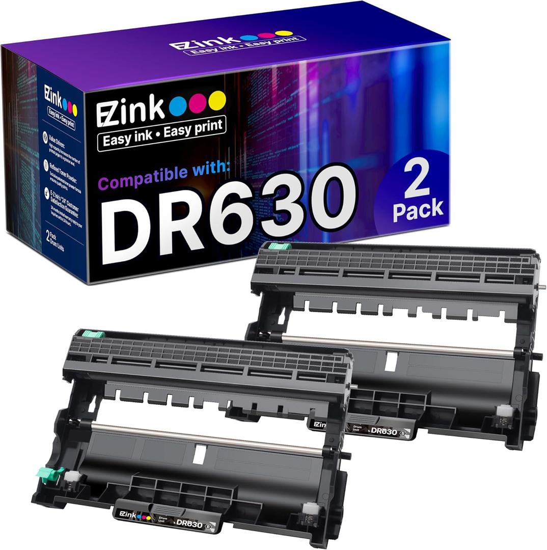 E-Z Ink Compatible Drum Unit (Not Toner) Replacement for Brother DR630 DR 630 to Compatible with DCP-L2520DW DCP-L2540DW HL-L2300D HL-L2305W HL-L2320D HL-L2340DW HL-L2380DW HL-L2680W (2 Pack)