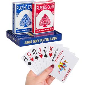 Playing Cards Large Print for Adults - 2 Pack, Large Print Playing Cards for Seniors, Vision Impaired, Low Vision Crowd, for Blackjack, Euchre, Canasta Card Game