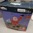 JOIEDOMI 10 FT Christmas Inflatables Santa with Gift Bags Outdoor Decorations, Blow Up Giant Santa Sitting on The Roof with Build-in Color Changing LEDs for Xmas Party Decor Yard Garden Holiday Decor