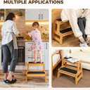 StrongTek Wood Step Stool, 17" Tall Two-Step Design for Adults & Kids, Heavy-Duty 500 lbs Capacity with Non-Slip Steps, Ideal for Kitchen, Bedside & Bathroom Use