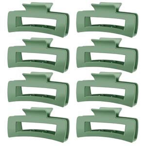 TOCESS Hair Claw Clips for Women - 8PK Large Neutral Matte Square Jumbo Hair Clips for Thick, Thin, Long, Short, Curly Hair Girls, Big Jaw Clip Set for Daily Use (Forest Green)
