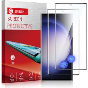 【2 Pack】Sinslen Screen Protector for Galaxy S23 Ultra , S23ultra Tempered Glass Screen Protector, [3D Curved][Anti-Scratch][Anti-Fingerprint] Tempered Glass Screen Protector for Samsung Galaxy S23 Ultra 5G (S23 ULTRA)
