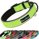 Dog Collar for Small Medium Large Dogs, Reflective, Adjustable Heavy Duty Dog Collar, Soft Neoprene Padded Comfortable for Walking (Green, M)