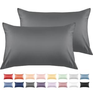 Warmstar 100% Cotton Toddler Pillowcase Set of 2, 600 Thread Count 13x18 Toddler Pillowcases Soft & Breathable, Cotton Travel Pillow Case Cover 13"x 18" with Envelope Closure,Dark Grey