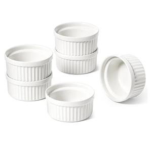 LE TAUCI Sauce Cups 2 OZ, Small Dipping Bowls, Mini Ceramic Ramekins Souffle Dishes, Sauce Dip Bowls for Charcuterie Boards, Microwave & Oven Safe, Set of 6, White