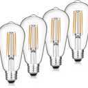 Vintage LED Edison Bulbs, 6W, Equivalent 60W, Dimmable, High Brightness Warm White 2700K, ST58 Antique LED Filament Bulbs with 90+ CRI, E26 Standard Base Light Bulbs, Clear Glass, Pack of 4